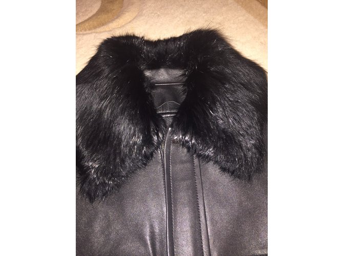 Givenchy Lederjacke mit Pelz IT38 Schwarz - Ansicht 4
