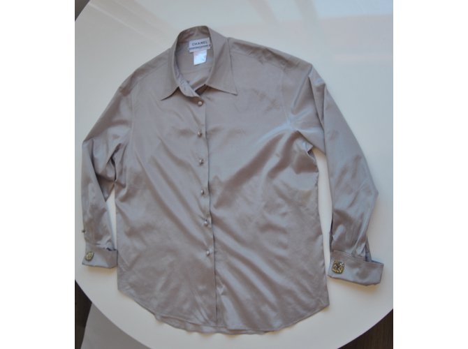 Chanel Camicia in seta con gemelli Porpora - vista 6