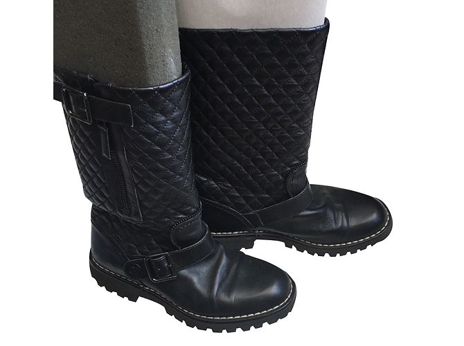 Chanel Lederstiefel Schwarz Größe 35 - Ansicht 2