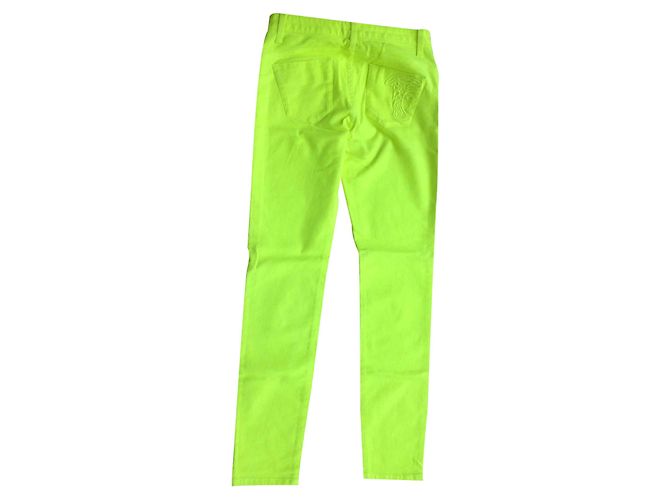 Vaqueros de denim amarillo Gianni Versace Talla 38 - vista 2