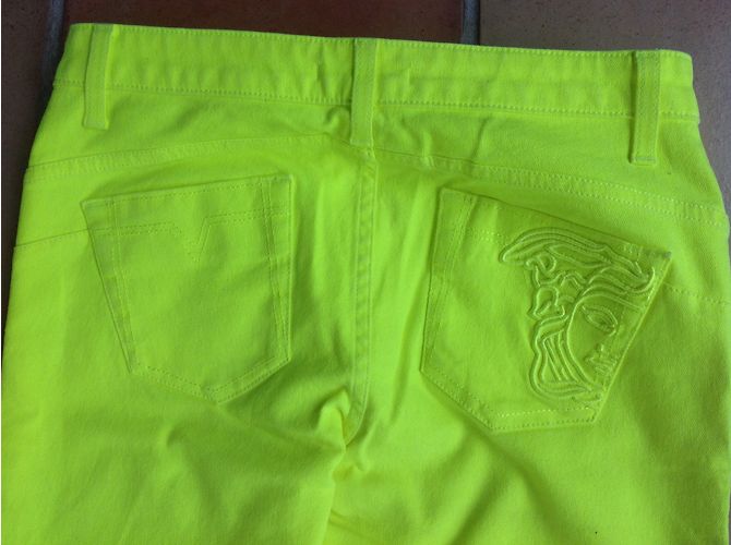 Vaqueros de denim amarillo Gianni Versace Talla 38 - vista 3