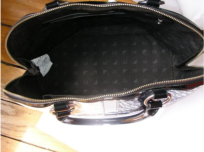 Borsa Armani Jeans Bianca e Blu Navy PVC - vista 4