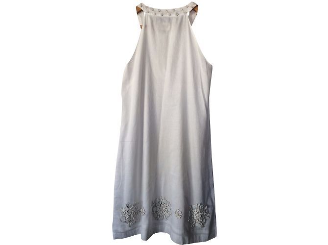 Vestido Antik Batik de algodón blanco con escote halter talla 38 - vista 2