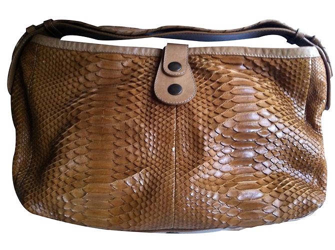 Chloé Silverado borsa in pitone e pelle di vitello marrone chiaro - vista 2