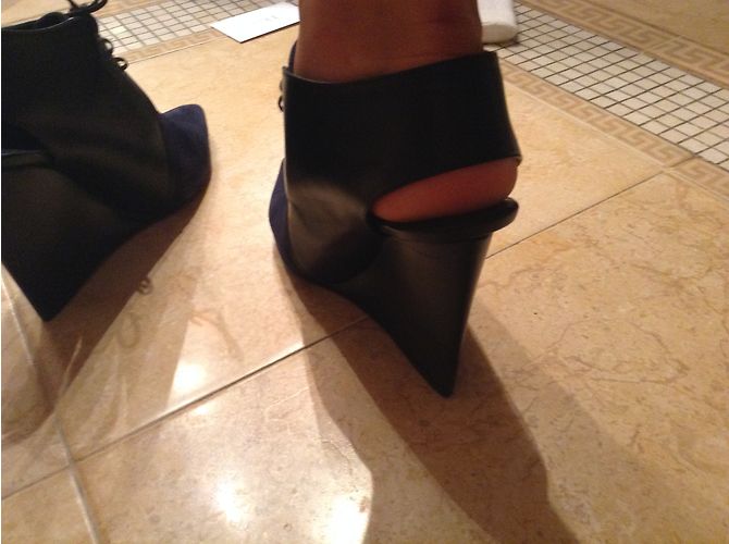 Bottines Christian Dior Cuir Noir et Velours Bleu Marine 39 - vue 4
