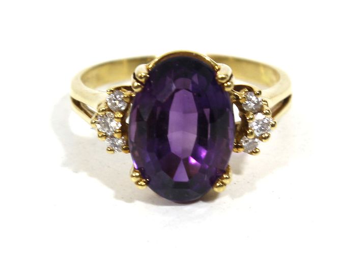 Bucherer oro, diamanti e anello di ametista D'oro - vista 2