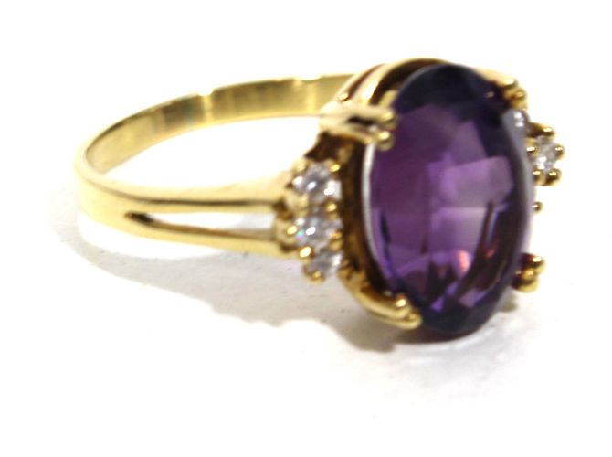 Bucherer oro, diamanti e anello di ametista D'oro - vista 4
