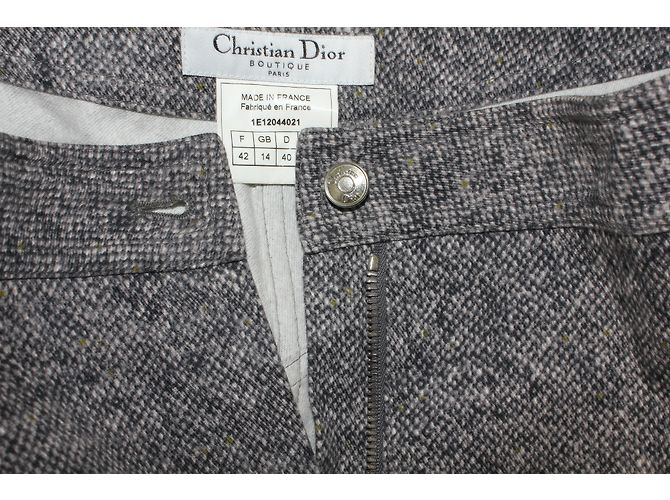 Christian Dior Pantalones Rectos de Algodón Gris - vista 5