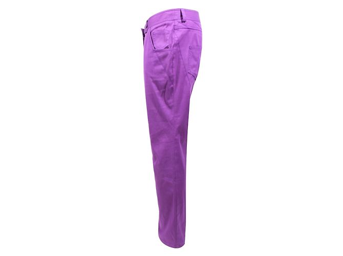 Pantalones rectos de algodón morado Christian Dior Púrpura - vista 4