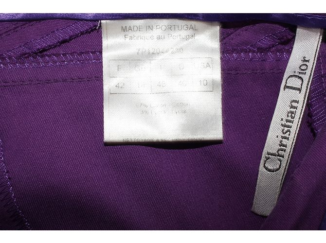 Pantalones rectos de algodón morado Christian Dior Púrpura - vista 7