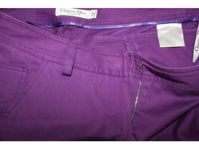 Pantalones rectos de algodón morado Christian Dior Púrpura - vista 8