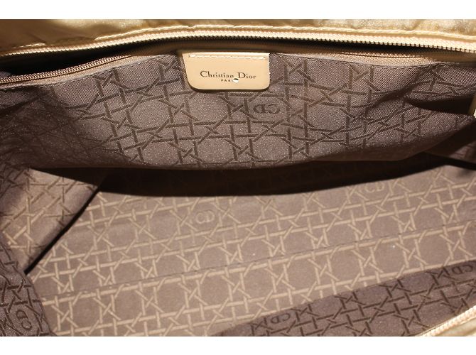 Tote bag Christian Dior in tela beige - vista 6