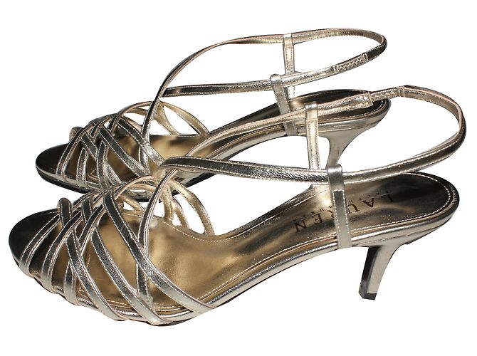 Sandali Ralph Lauren in pelle dorata D'oro - vista 2