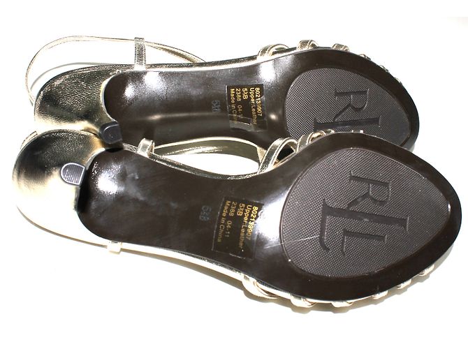 Sandali Ralph Lauren in pelle dorata D'oro - vista 5