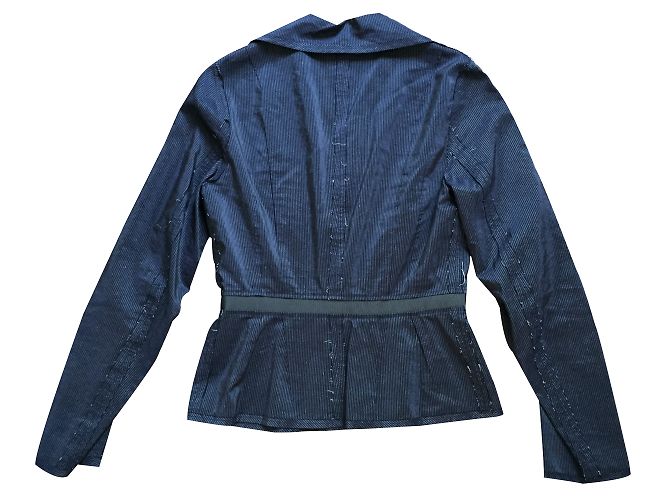 Giacca Lanvin in seta blu a righe - vista 2