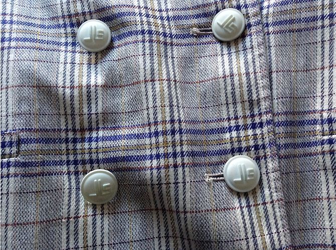 Jean Louis Scherrer Doppelrevers Blazer Leinen Hellgrau Blau Gestreift Anthrazitgrau - Ansicht 3