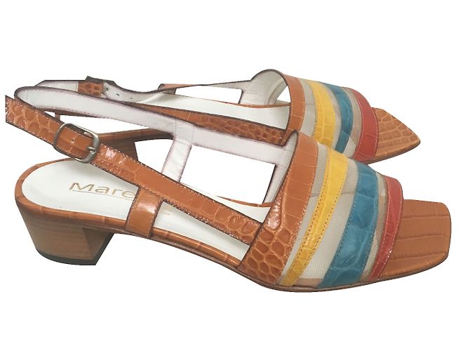 Autre Marque Sandales Maretto en cuir orange motif python Taille 40 - vue 2