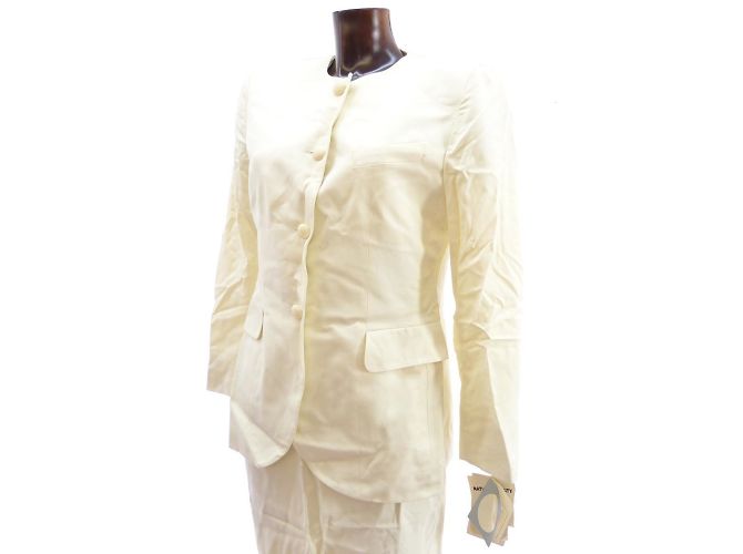 Tailleur Christian Dior Eggshell em Rayon Fora de branco - vista 3
