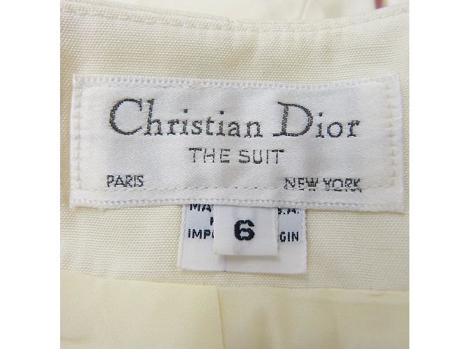Tailleur Christian Dior Eggshell em Rayon Fora de branco - vista 6