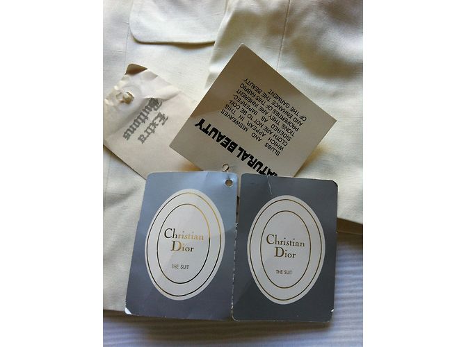 Tailleur Christian Dior Eggshell em Rayon Fora de branco - vista 9