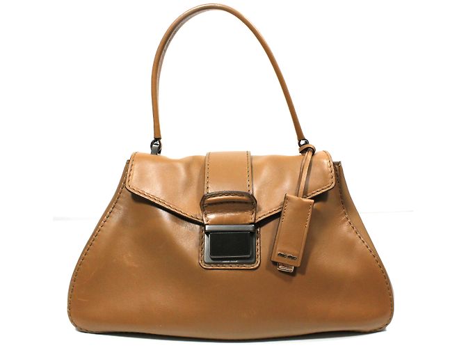 Borsa a mano Miu Miu Pattina Montana in pelle Cognac - vista 2