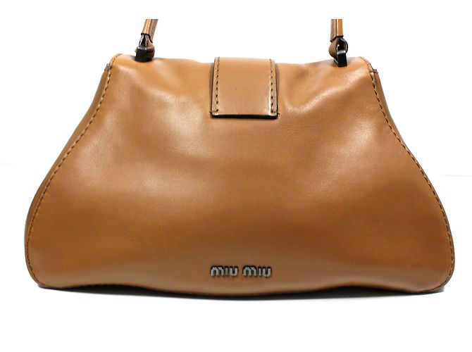 Borsa a mano Miu Miu Pattina Montana in pelle Cognac - vista 3