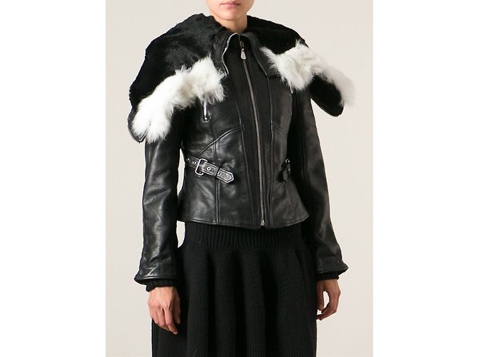 Alexander McQueen McQ Lederjacke mit Kapuze Schwarz - Ansicht 10