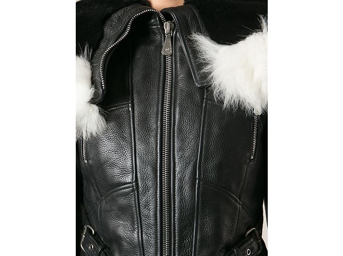 Alexander McQueen McQ Lederjacke mit Kapuze Schwarz - Ansicht 11