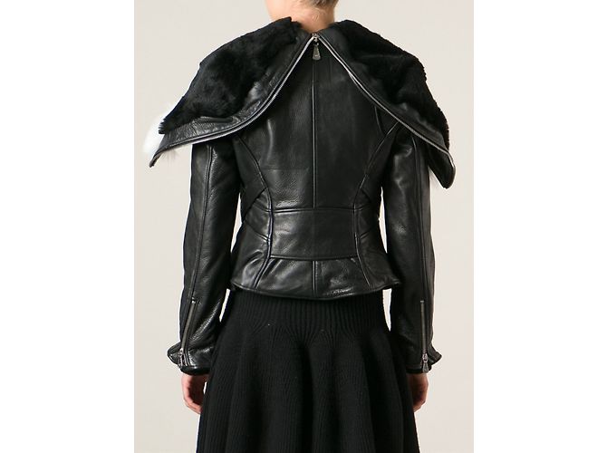 Alexander McQueen McQ Lederjacke mit Kapuze Schwarz - Ansicht 12