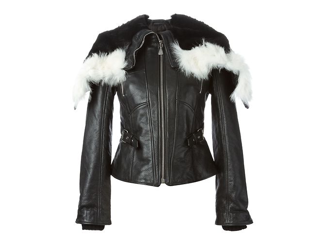 Alexander McQueen McQ Lederjacke mit Kapuze Schwarz - Ansicht 2