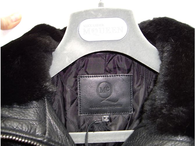 Alexander McQueen McQ Lederjacke mit Kapuze Schwarz - Ansicht 3