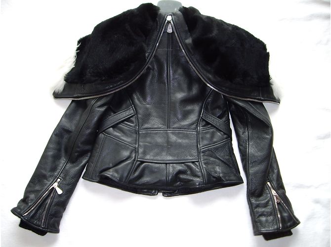 Alexander McQueen McQ Lederjacke mit Kapuze Schwarz - Ansicht 4