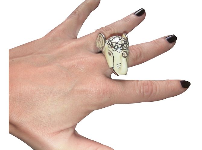Paul & Joe Elephant Ring Elfenbein und Silber Größe 53 Beige - Ansicht 2