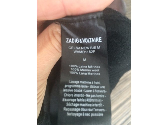 Zadig & Voltaire Schwarzer Wollpullover mit Totenkopf Strass M - Ansicht 3