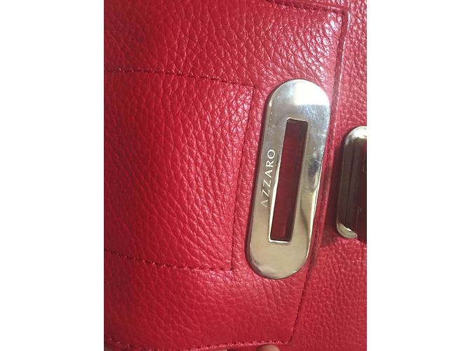 Borsa Azzaro in pelle rossa granulata Rosso - vista 7