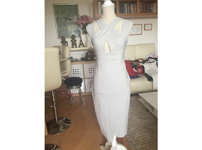 Vestido Asos Gris Perla de Algodón Elástico - vista 3