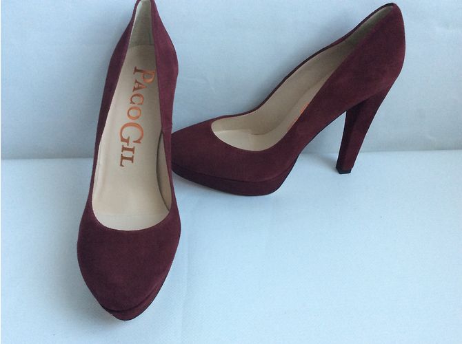 Paco Gil Leder Pumps Dunkelrot 12,5cm Absatz Bordeaux - Ansicht 3