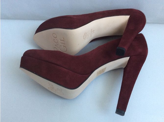 Paco Gil Leder Pumps Dunkelrot 12,5cm Absatz Bordeaux - Ansicht 4