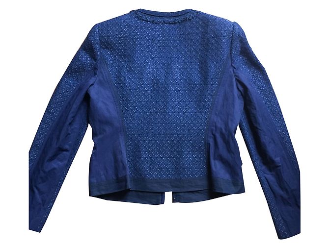 Chaqueta Elie Tahari Azul de Algodón Talla M - vista 2