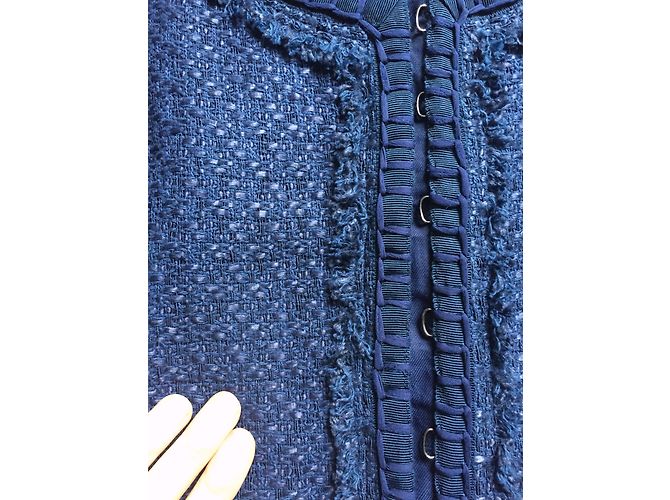 Chaqueta Elie Tahari Azul de Algodón Talla M - vista 3