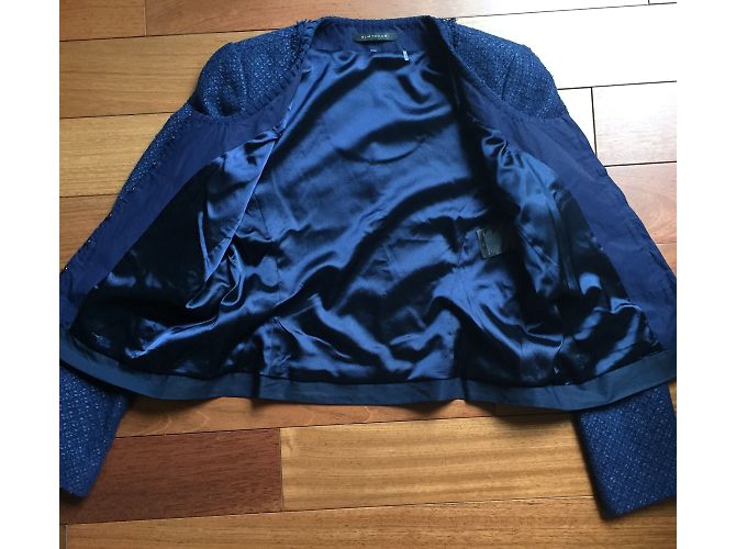 Chaqueta Elie Tahari Azul de Algodón Talla M - vista 5