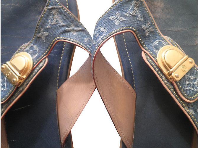 Louis Vuitton Mules Blau Stoff Größe 36 - Ansicht 2