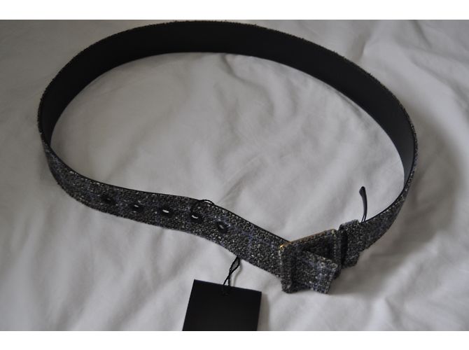 Yves Saint Laurent Gürtel aus Leder und Tweed - Ansicht 3