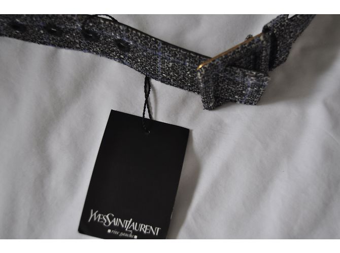 Yves Saint Laurent Gürtel aus Leder und Tweed - Ansicht 5