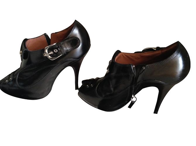 Giuseppe Zanotti Botines peep-toe de piel. Negro - vista 2