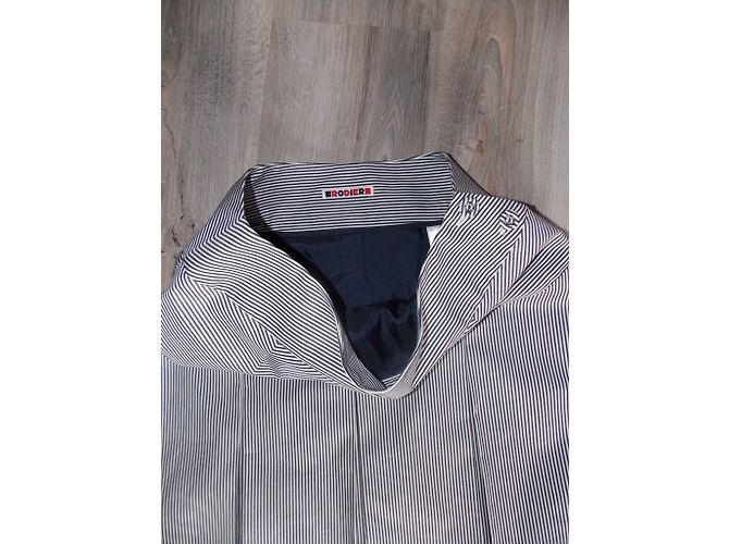 Falda midi Rodier ligeramente plisada rayas azul marino y blanco - vista 3