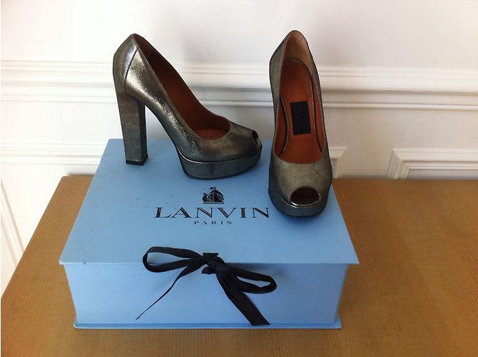 Lanvin Absatzschuhe Silber Leder Größe 36 - Ansicht 6