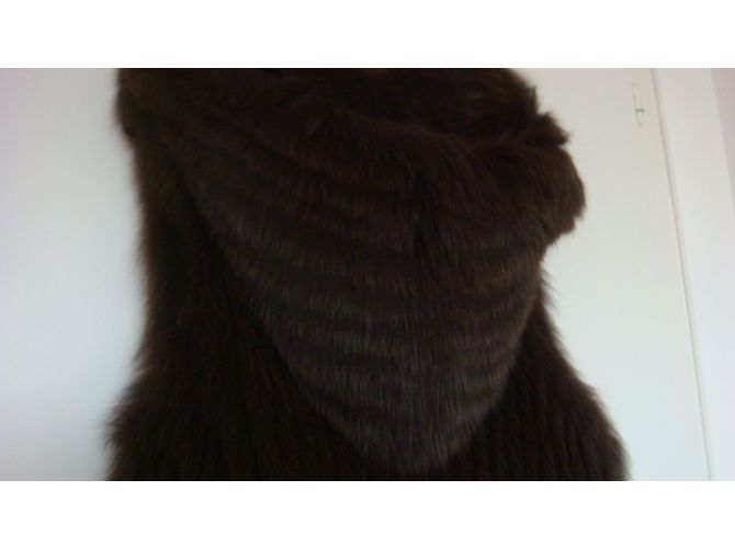 Rizal Cardigan con capucha de piel Castaño - vista 5