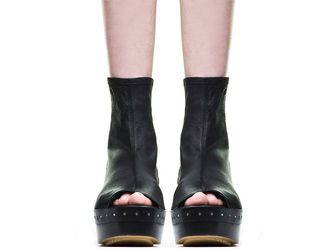 Stivali con zeppa Rick Owens in pelle d'agnello nera Nero - vista 10