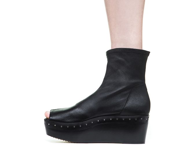 Stivali con zeppa Rick Owens in pelle d'agnello nera Nero - vista 11